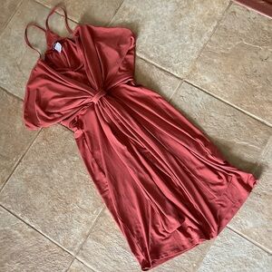 VENUS Rust Dress with t back & waist tie size large